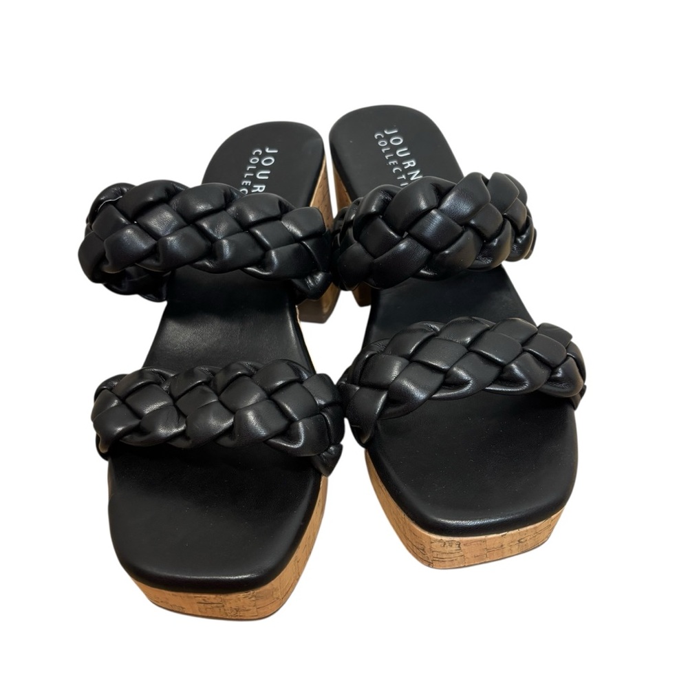 Journee Collection Black Braided Sandals